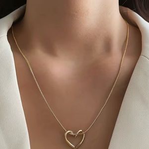 Gold Hollow Love Heart Necklace